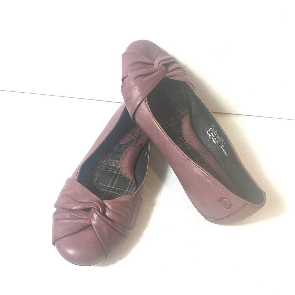 Born Dust Pink Leather Ballet Flats Shoes Womens Sz 6.5 M Slip On Comfort Casual